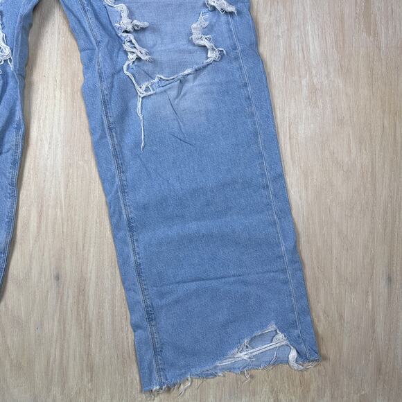 American Eagle Skater Jean Light Wash Denim Distressed Blowout Destroyed Jeans 4 - Picture 4 of 15